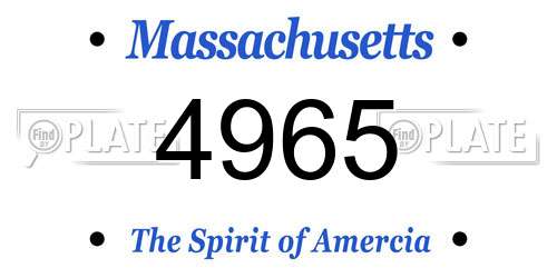 4965 Massachusetts License Plate