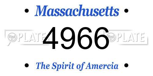 4966 Massachusetts License Plate