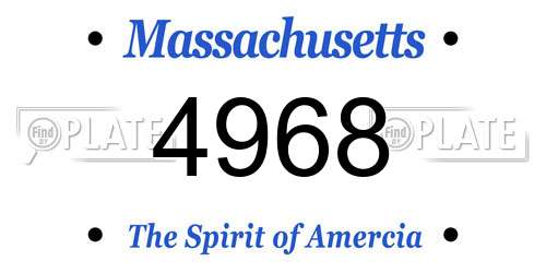 4968 Massachusetts License Plate