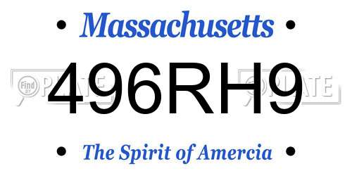 496RH9 Massachusetts License Plate