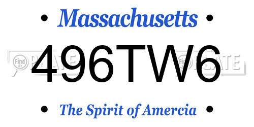 496TW6 Massachusetts License Plate