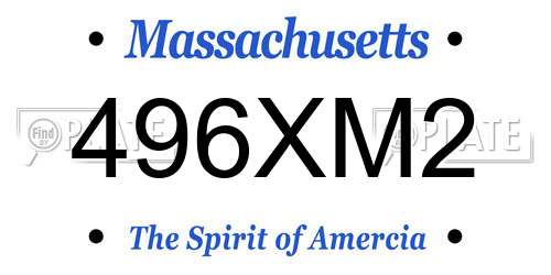 496XM2 Massachusetts License Plate