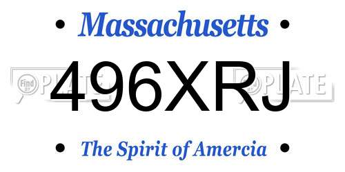 496XRJ Massachusetts License Plate