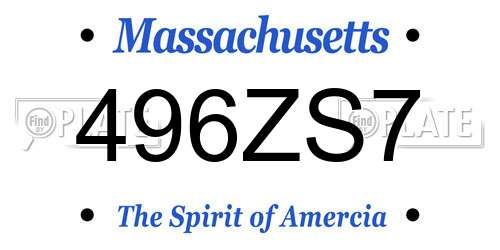 496ZS7 Massachusetts License Plate