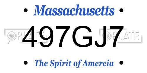 497GJ7 Massachusetts License Plate