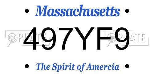 497YF9 Massachusetts License Plate