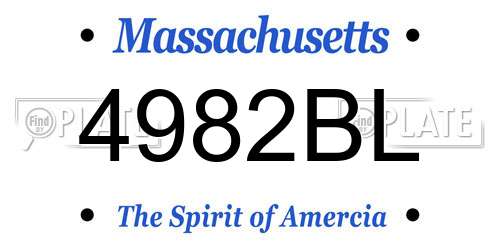 4982BL Massachusetts License Plate