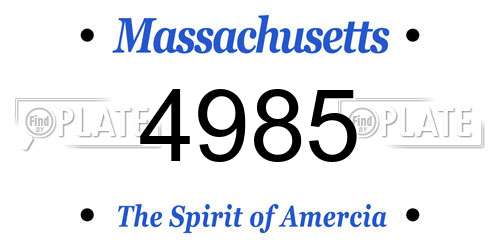 4985 Massachusetts License Plate