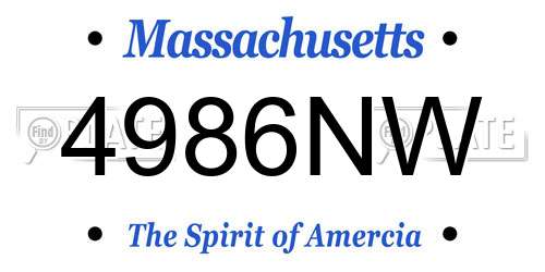 4986NW Massachusetts License Plate