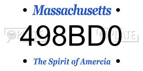 498BD0 Massachusetts License Plate