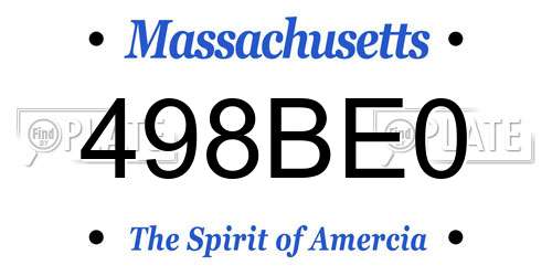 498BE0 Massachusetts License Plate