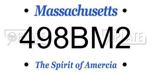 498BM2 Massachusetts License Plate