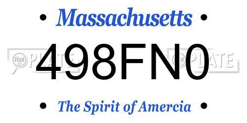 498FN0 Massachusetts License Plate