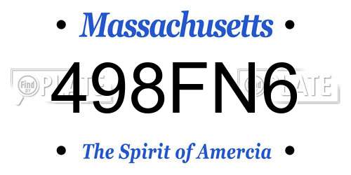 498FN6 Massachusetts License Plate