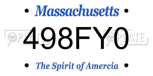 498FY0 Massachusetts License Plate