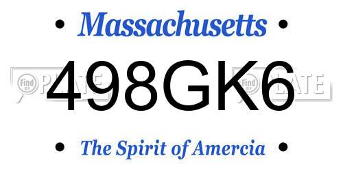 498GK6 Massachusetts License Plate