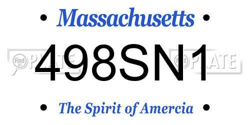 498SN1 Massachusetts License Plate