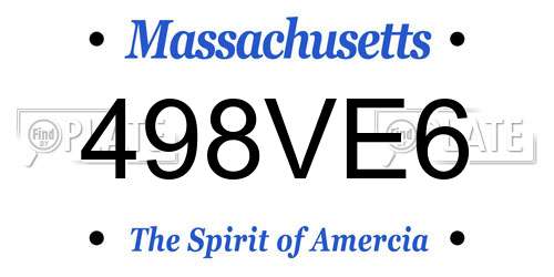 498VE6 Massachusetts License Plate