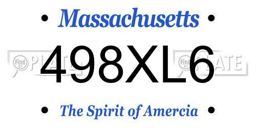498XL6 Massachusetts License Plate
