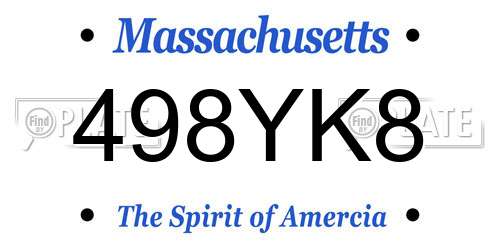 498YK8 Massachusetts License Plate