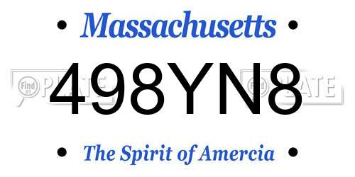 498YN8 Massachusetts License Plate