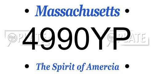 4990YP Massachusetts License Plate