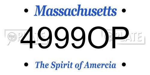 4999OP Massachusetts License Plate
