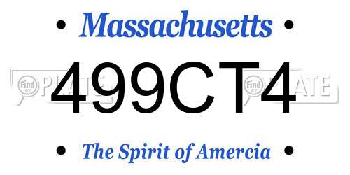499CT4 Massachusetts License Plate
