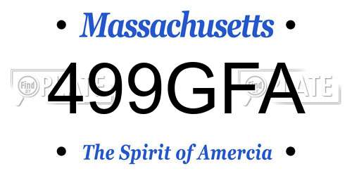 499GFA Massachusetts License Plate