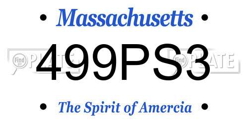 499PS3 Massachusetts License Plate