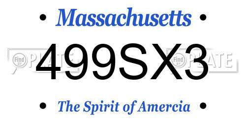 499SX3 Massachusetts License Plate