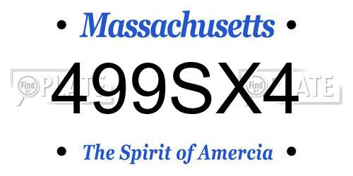499SX4 Massachusetts License Plate