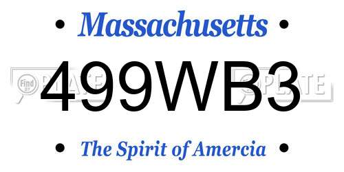 499WB3 Massachusetts License Plate