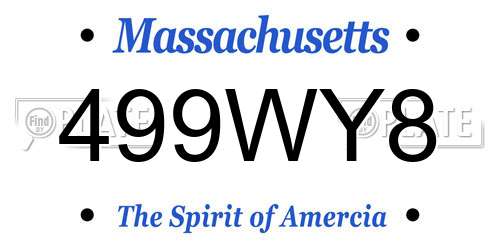 499WY8 Massachusetts License Plate