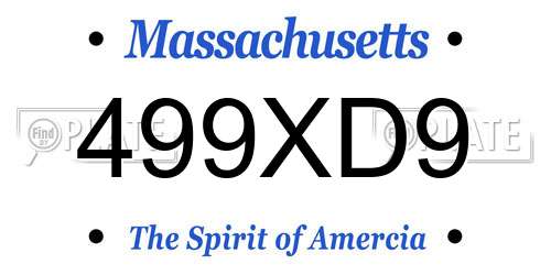 499XD9 Massachusetts License Plate