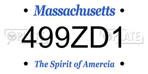 499ZD1 Massachusetts License Plate
