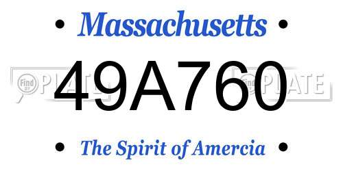49A760 Massachusetts License Plate