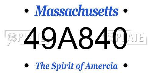 49A840 Massachusetts License Plate