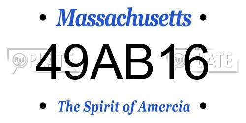 49AB16 Massachusetts License Plate