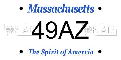 49AZ Massachusetts License Plate