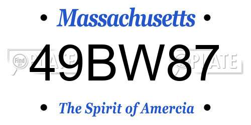 49BW87 Massachusetts License Plate