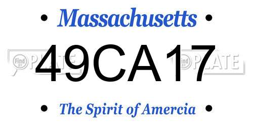 49CA17 Massachusetts License Plate