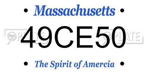 49CE50 Massachusetts License Plate