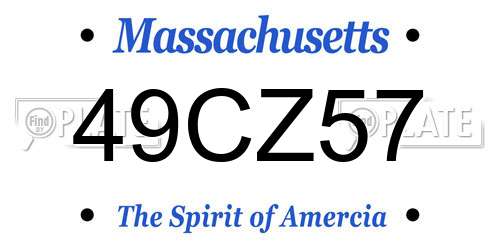 49CZ57 Massachusetts License Plate
