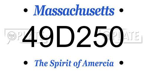 49D250 Massachusetts License Plate