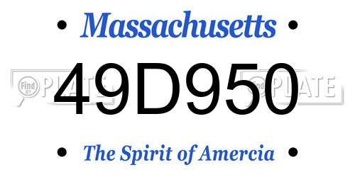 49D950 Massachusetts License Plate