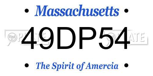 49DP54 Massachusetts License Plate