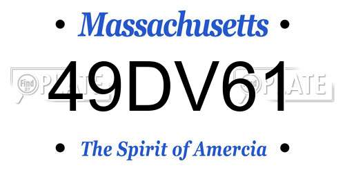 49DV61 Massachusetts License Plate