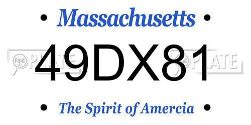 49DX81 Massachusetts License Plate