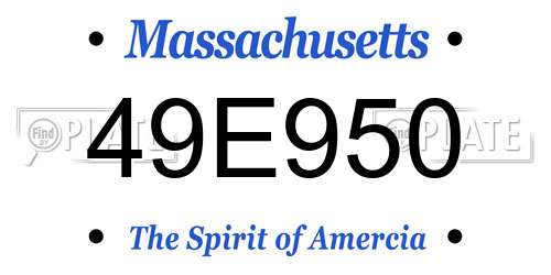 49E950 Massachusetts License Plate
